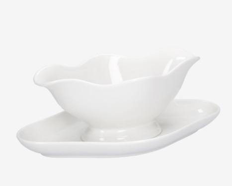 Salsiera con piattino in porcellana -13x23xh10 cm - la porcellana bianca